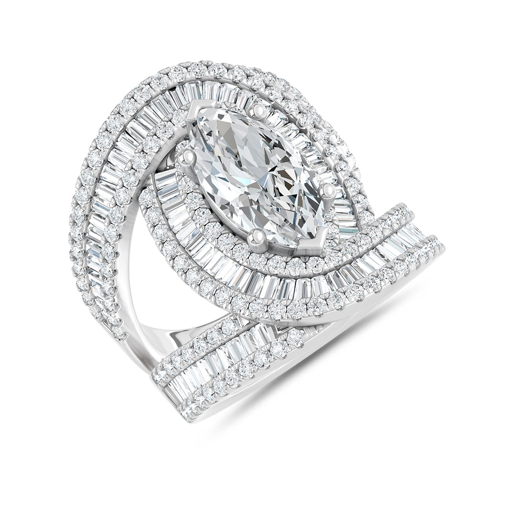 14K White Gold Lab Grown Diamond 4 Ct.Tw. Engagement Ring (Center 2ct Oval)