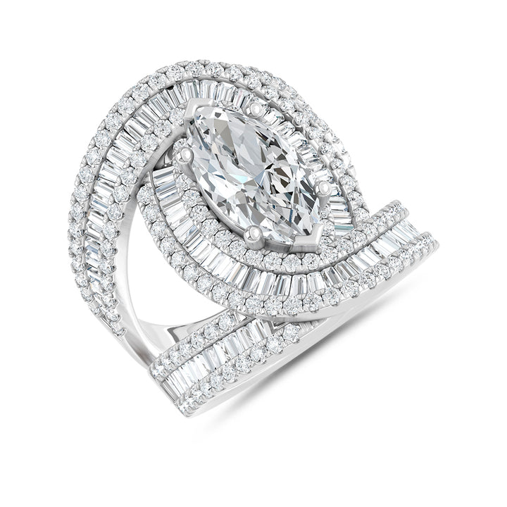 14K White Gold Lab Grown Diamond 4 Ct.Tw. Engagement Ring (Center 2ct Oval)