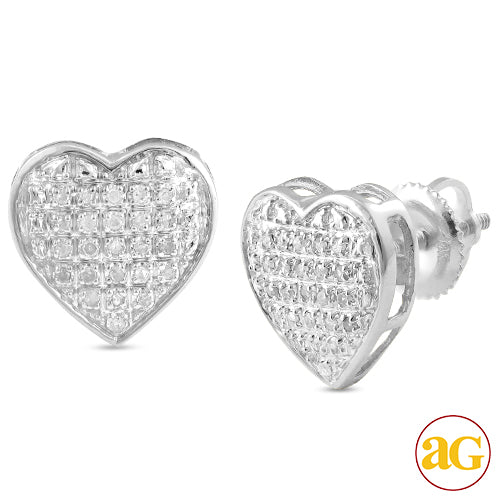 10KW 0.15CTW DIAMOND HEART DOME EARRINGS