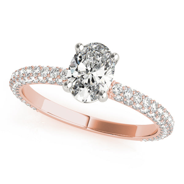 PAVE ENGAGEMENT RING WITH OVAL CENTER